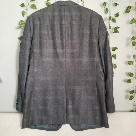 Jos A Bank Signature Collection Wool 43R Windowpane Gray Blue Accent Spo… - Picture 5 of 11